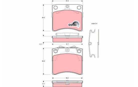 Kit de plaquettes de frein, frein à disque COTEC GDB791 TRW, Image 2