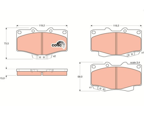 Kit de plaquettes de frein, frein à disque COTEC GDB797 TRW, Image 2