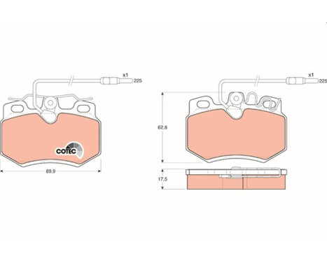 Kit de plaquettes de frein, frein à disque COTEC GDB808 TRW, Image 2