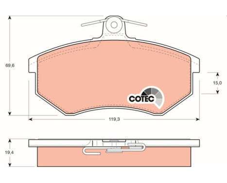 Kit de plaquettes de frein, frein à disque COTEC GDB826 TRW, Image 2