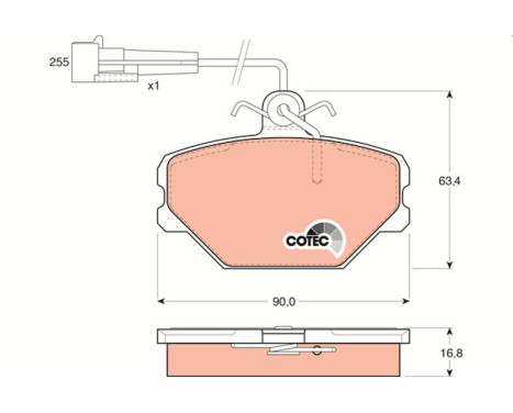 Kit de plaquettes de frein, frein à disque COTEC GDB833 TRW, Image 2