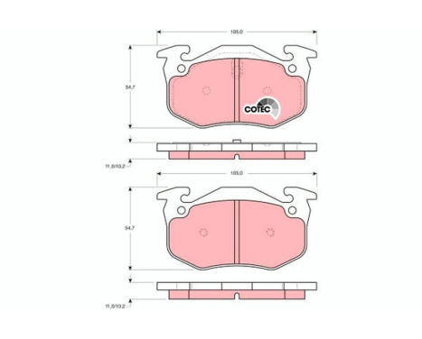 Kit de plaquettes de frein, frein à disque COTEC GDB905 TRW, Image 2