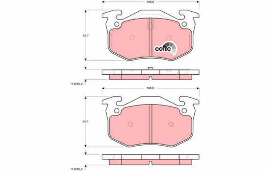 Kit de plaquettes de frein, frein à disque COTEC GDB905 TRW, Image 2