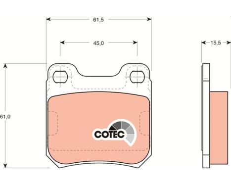 Kit de plaquettes de frein, frein à disque COTEC GDB915 TRW, Image 2