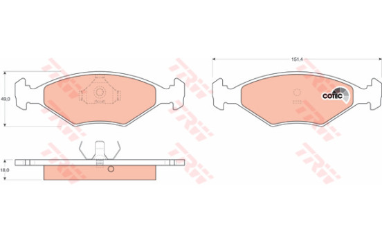 Kit de plaquettes de frein, frein à disque COTEC GDB958 TRW