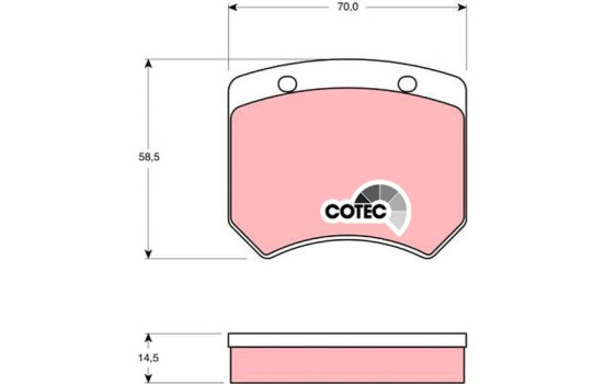 Kit de plaquettes de frein, frein à disque COTEC GDB973 TRW, Image 2