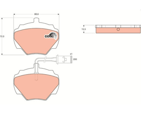 Kit de plaquettes de frein, frein à disque COTEC GDB976 TRW, Image 2