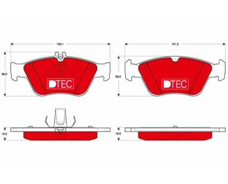 Kit de plaquettes de frein, frein à disque DTEC COTEC GDB1205DTE TRW