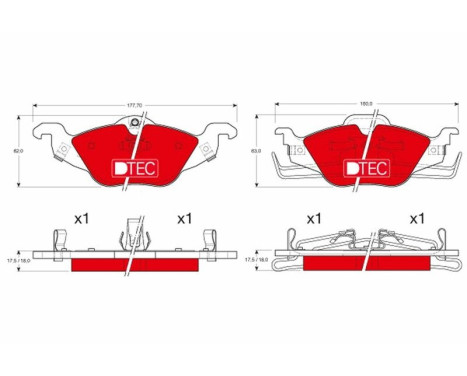 Kit de plaquettes de frein, frein à disque DTEC COTEC GDB1351DTE TRW