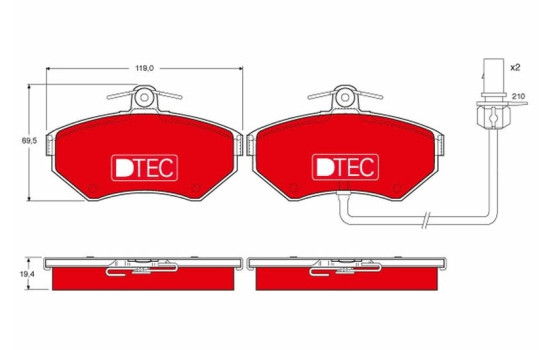 Kit de plaquettes de frein, frein à disque DTEC COTEC GDB1366DTE TRW