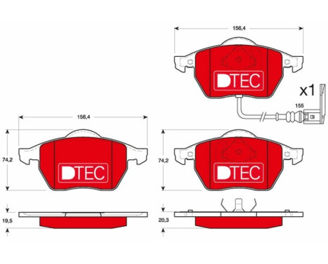 Kit de plaquettes de frein, frein à disque DTEC COTEC GDB1403DTE TRW