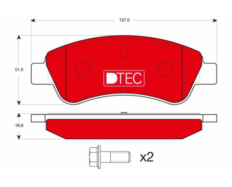Kit de plaquettes de frein, frein à disque DTEC COTEC GDB1463DTE TRW