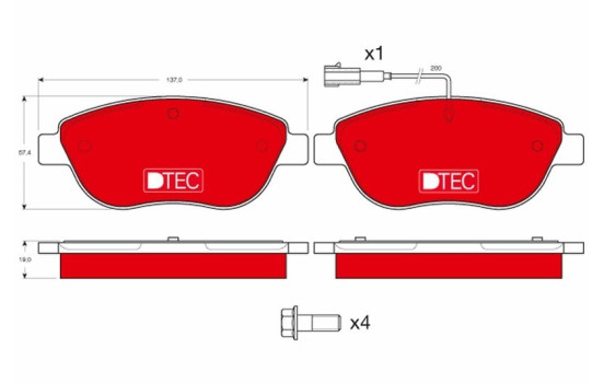 Kit de plaquettes de frein, frein à disque DTEC COTEC GDB1483DTE TRW
