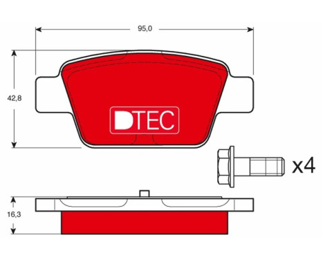Kit de plaquettes de frein, frein à disque DTEC COTEC GDB1485DTE TRW