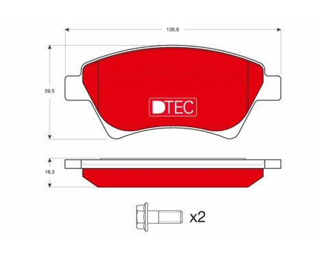 Kit de plaquettes de frein, frein à disque DTEC COTEC GDB1552DTE TRW