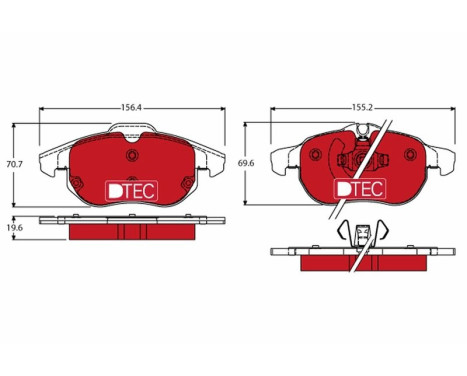 Kit de plaquettes de frein, frein à disque DTEC COTEC GDB1613DTE TRW