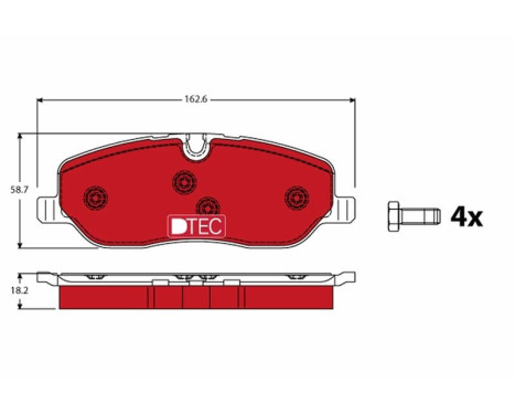 Kit de plaquettes de frein, frein à disque DTEC COTEC GDB1631DTE TRW