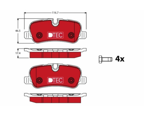 Kit de plaquettes de frein, frein à disque DTEC COTEC GDB1632DTE TRW