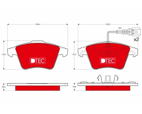 Kit de plaquettes de frein, frein à disque DTEC COTEC GDB1651DTE TRW