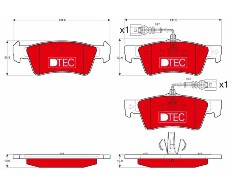 Kit de plaquettes de frein, frein à disque DTEC COTEC GDB1672DTE TRW