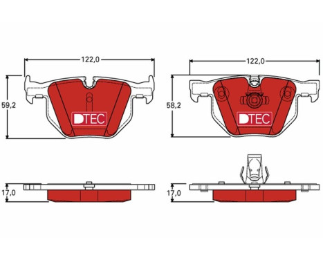 Kit de plaquettes de frein, frein à disque DTEC COTEC GDB1727DTE TRW