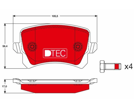 Kit de plaquettes de frein, frein à disque DTEC COTEC GDB1763DTE TRW