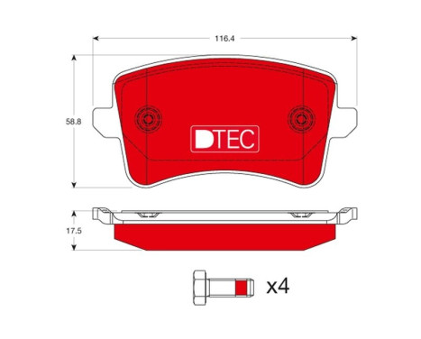 Kit de plaquettes de frein, frein à disque DTEC COTEC GDB1765DTE TRW