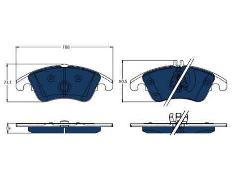 Kit de plaquettes de frein, frein à disque ELECTRIC BLUE GDB1737BTE TRW