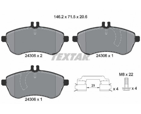 Kit de plaquettes de frein, frein à disque epad 2430682 Textar