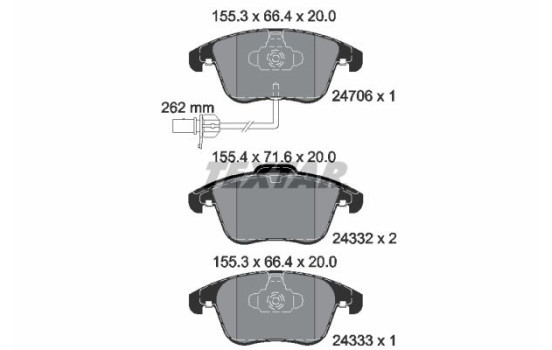 Kit de plaquettes de frein, frein à disque epad 2470681 Textar