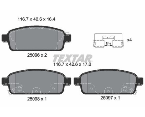 Kit de plaquettes de frein, frein à disque epad 2509681 Textar