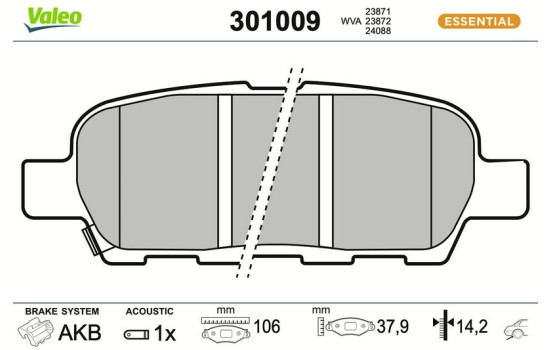 Kit de plaquettes de frein, frein à disque FIRST 301009 Valeo