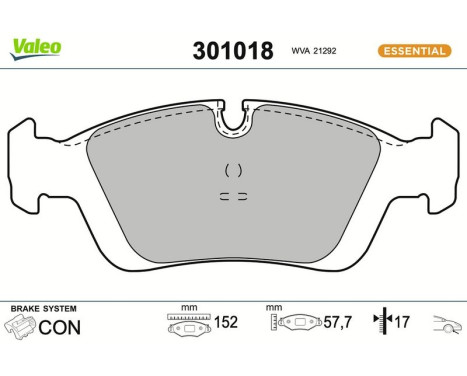 Kit de plaquettes de frein, frein à disque FIRST 301018 Valeo