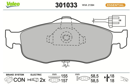 Kit de plaquettes de frein, frein à disque FIRST 301033 Valeo