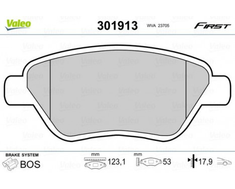 Kit de plaquettes de frein, frein à disque FIRST 301913 Valeo