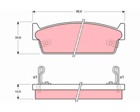 Kit de plaquettes de frein, frein à disque GDB1002 TRW, Image 2