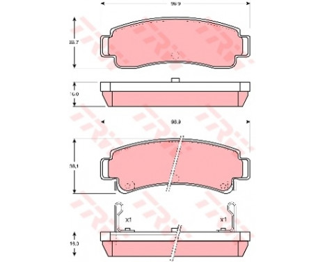 Kit de plaquettes de frein, frein à disque GDB1014 TRW