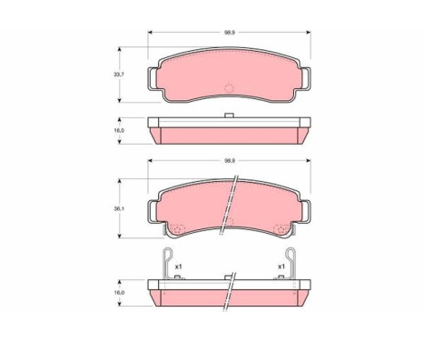 Kit de plaquettes de frein, frein à disque GDB1014 TRW, Image 2