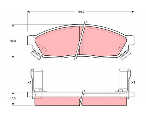 Kit de plaquettes de frein, frein à disque GDB1038 TRW, Image 2