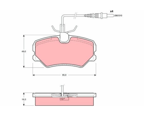 Kit de plaquettes de frein, frein à disque GDB1039 TRW, Image 2