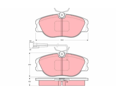 Kit de plaquettes de frein, frein à disque GDB1052 TRW, Image 2