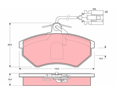 Kit de plaquettes de frein, frein à disque GDB1057 TRW, Image 2