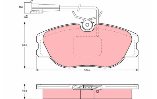 Kit de plaquettes de frein, frein à disque GDB1058 TRW, Image 2