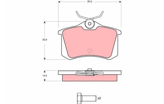 Kit de plaquettes de frein, frein à disque GDB1073 TRW, Image 2