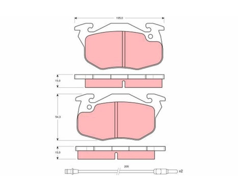 Kit de plaquettes de frein, frein à disque GDB1079 TRW, Image 2