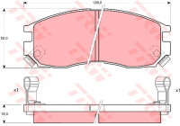 Kit de plaquettes de frein, frein à disque GDB1128 TRW