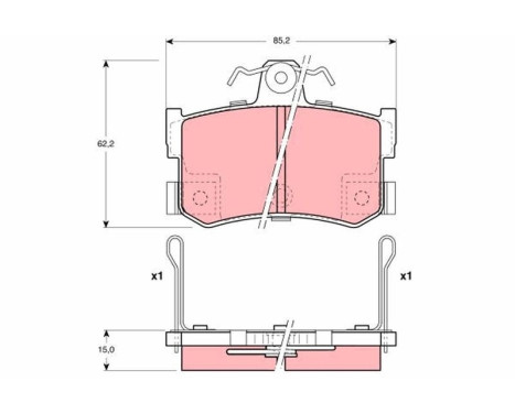 Kit de plaquettes de frein, frein à disque GDB1169 TRW, Image 2