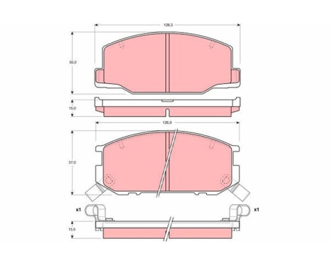 Kit de plaquettes de frein, frein à disque GDB1190 TRW, Image 2