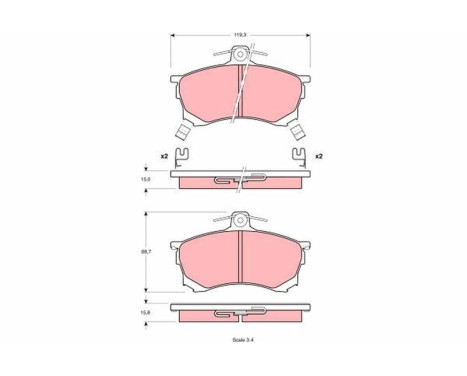 Kit de plaquettes de frein, frein à disque GDB1197 TRW, Image 2