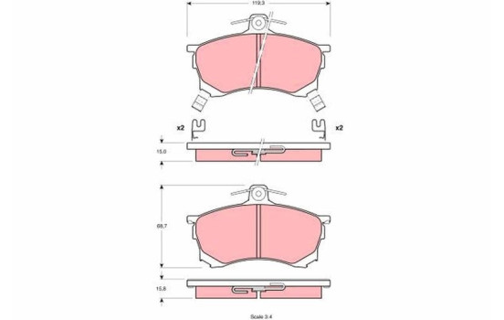 Kit de plaquettes de frein, frein à disque GDB1197 TRW, Image 2